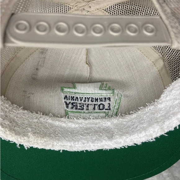 Vintage Pennsylvania Lottery Snapback Cap Hat Beige/Green - Picture 8 of 8